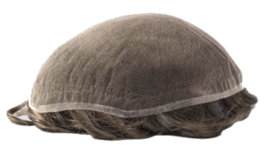 A lace base hair system, photographed off the head.